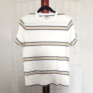 Old Navy White/gray/blue/gold striped "classic" short-sleeved tee shirt Men's S